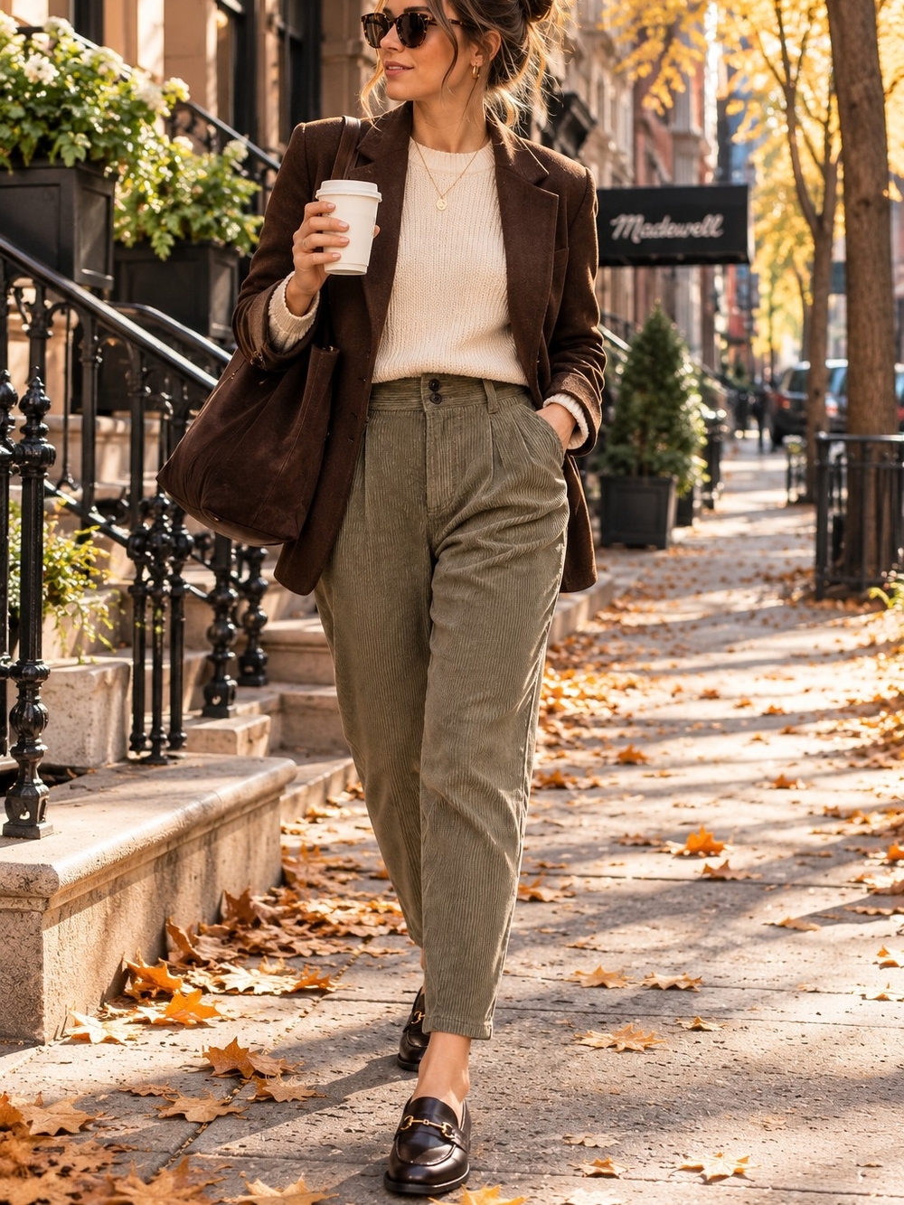 Madewell Olive Green Corduroy Tapered Pleated Pants Size 6
